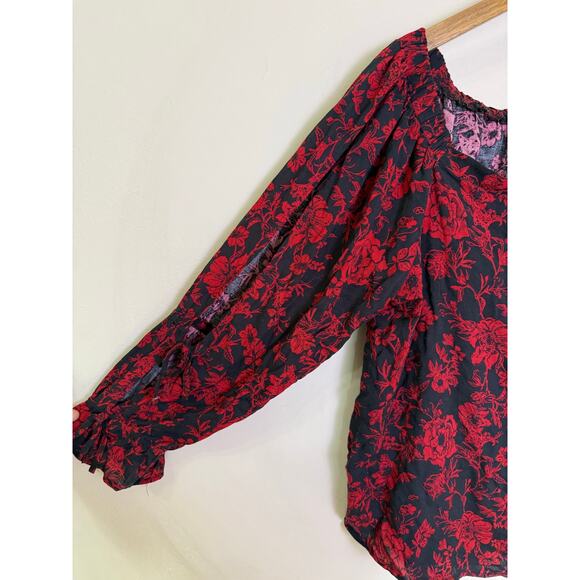NWT Maurices Womens Blouse Multicolor Floral Long Slit Sleeve Off Shoulder XXL - Picture 2 of 4